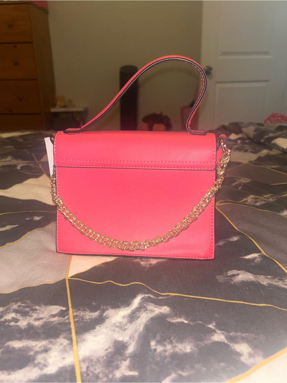 JustFab Neon Pink Mini Top-Handle Chain Bag